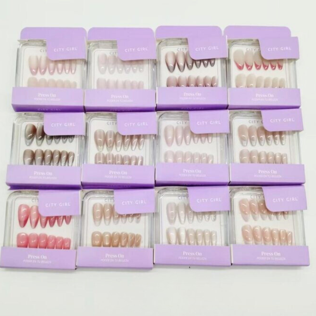 PAQ* x 12U - PRESS ON ALMENDRA CAT EYE + FRENCH