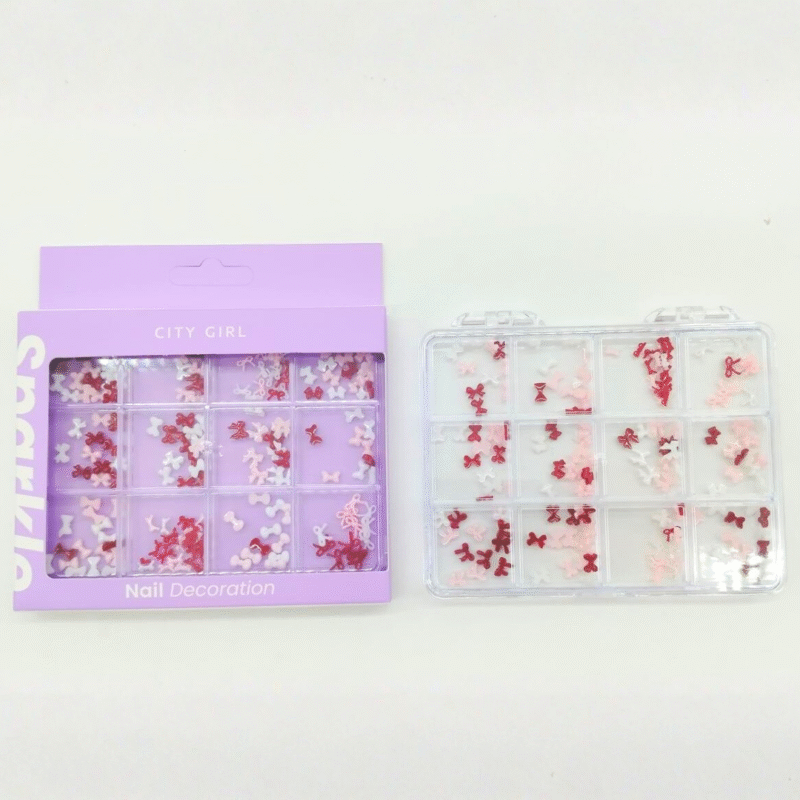 MOÑOS APLIQUES PARA UÑAS EN ROSA + ROJO + BLANCO - CITY GIRL