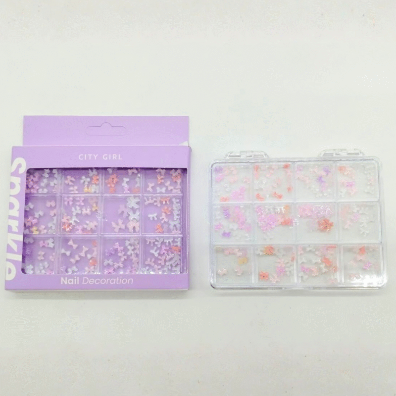 MOÑOS APLIQUES PARA UÑAS TRANSLÚCIDOS EN ROSA + LILA + BLANCO – CITY GIRL