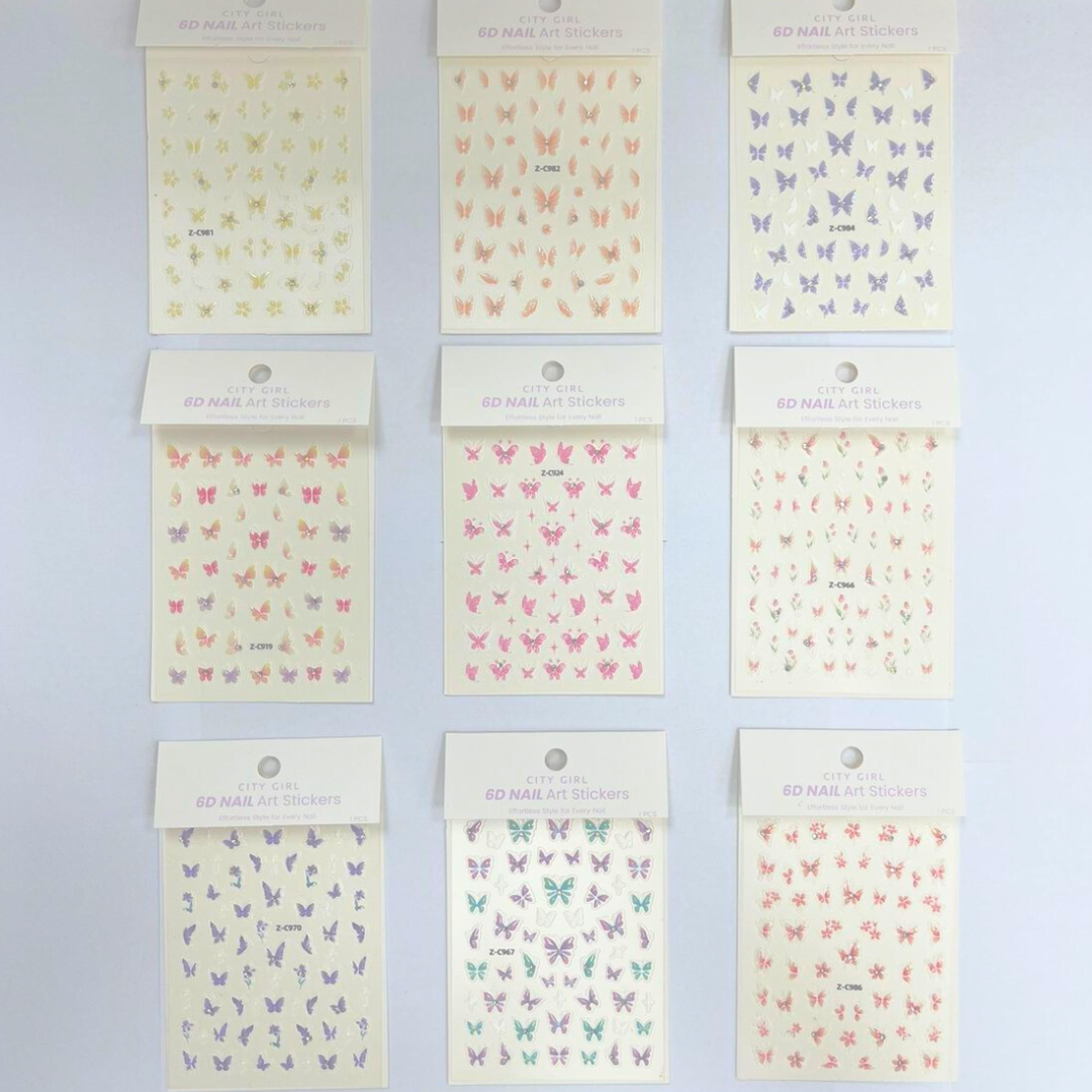 STICKERS MARIPOSAS + STRASS – PAQUETE 12 UNIDADES – CITY GIRL
