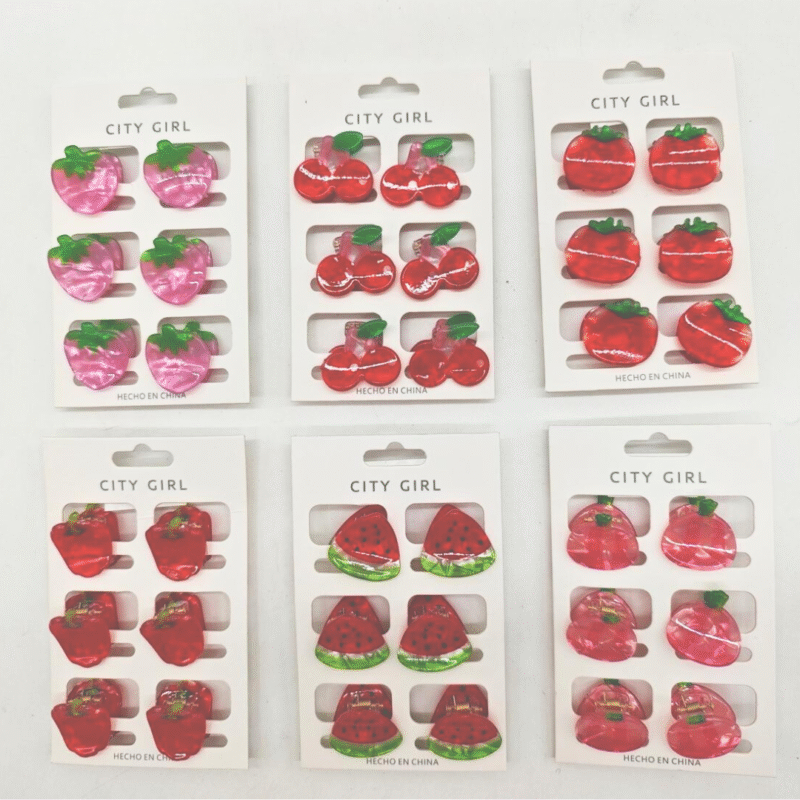 SETS DE 6 MINI BROCHES FRUTALES - PAQUETE 12 UNIDADES