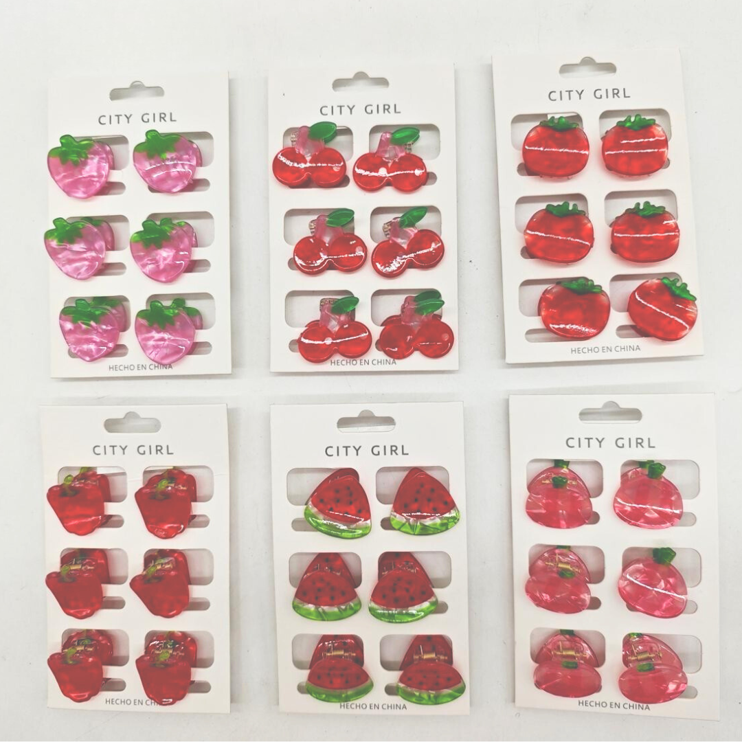 SETS DE 6 MINI BROCHES FRUTALES - PAQUETE 12 UNIDADES