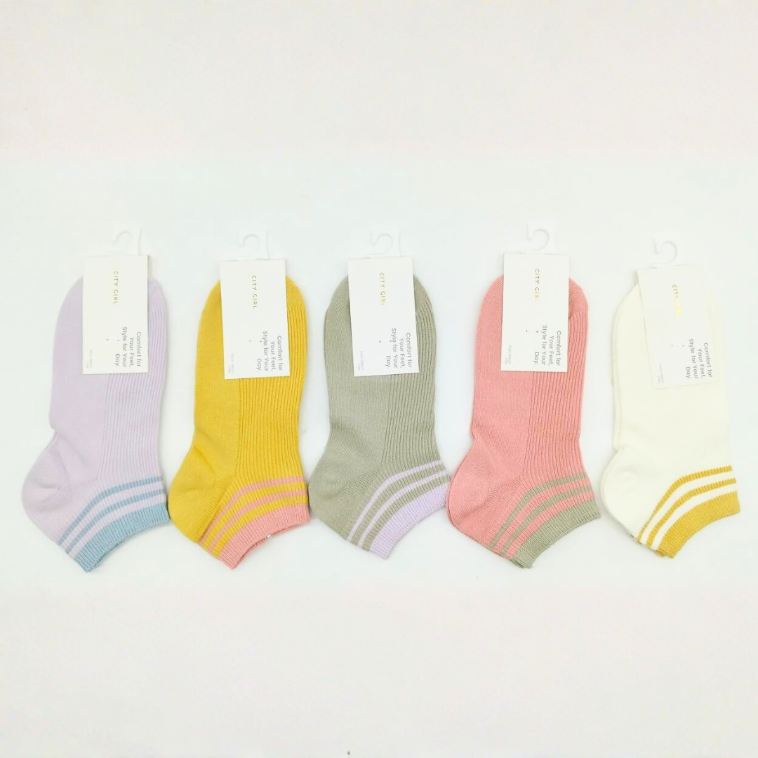 MEDIAS SOQUETES RAYADAS COMBINADAS – PACK 10 PARES – CITY GIRL