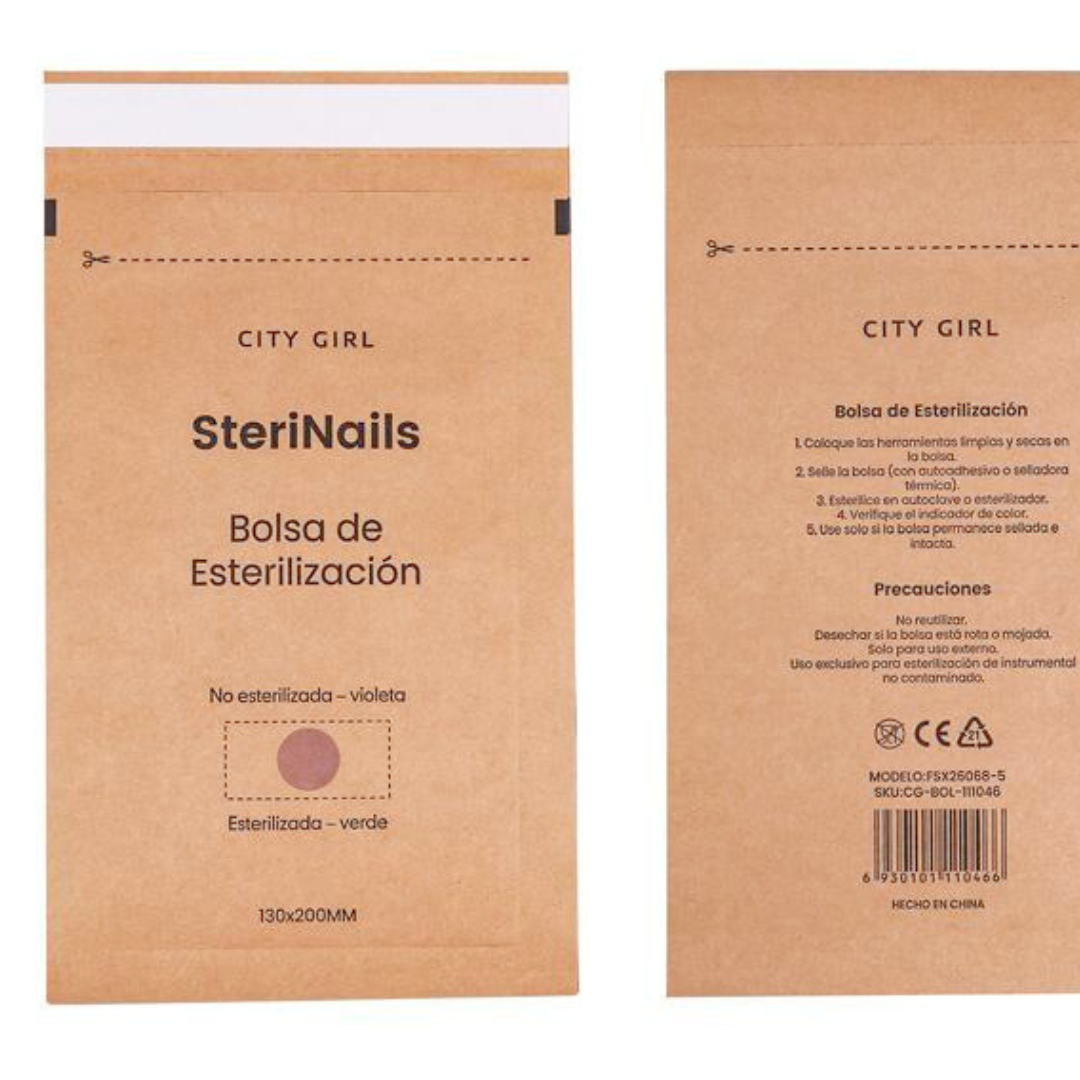 BOLSA DE ESTERILIZACIÓN GRANDE 130 x 200mm PACK 100u - CITY GIRL