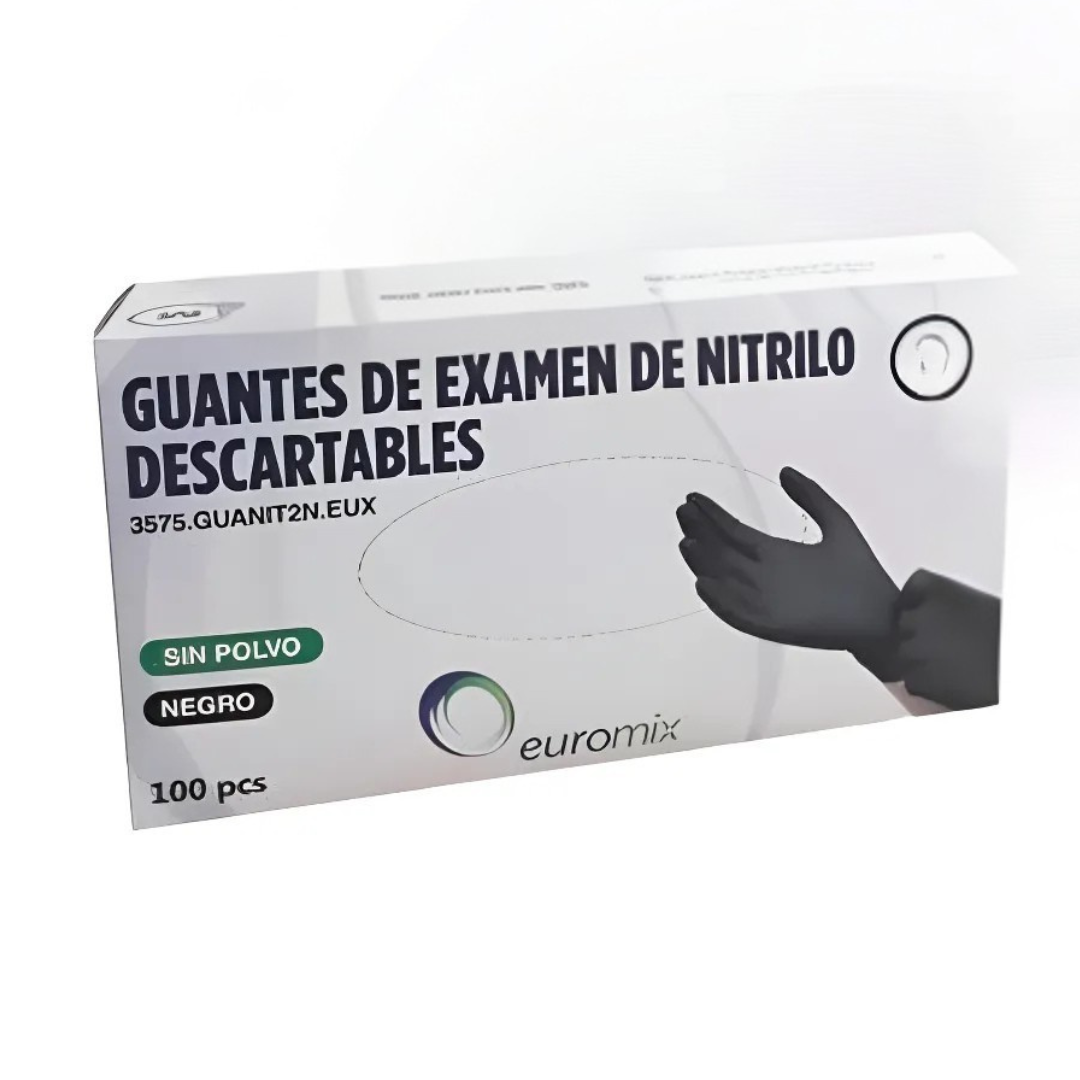 GUANTES DE NITRILO EUROMIX COLOR NEGRO 100PCS