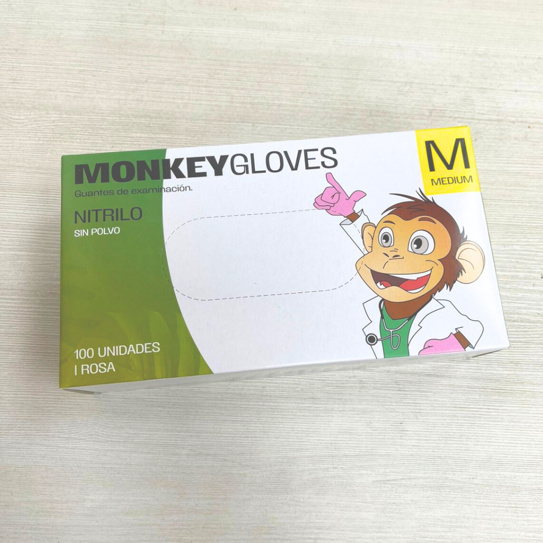 GUANTES DE NITRILO MONKEY COLOR ROSA 100PCS