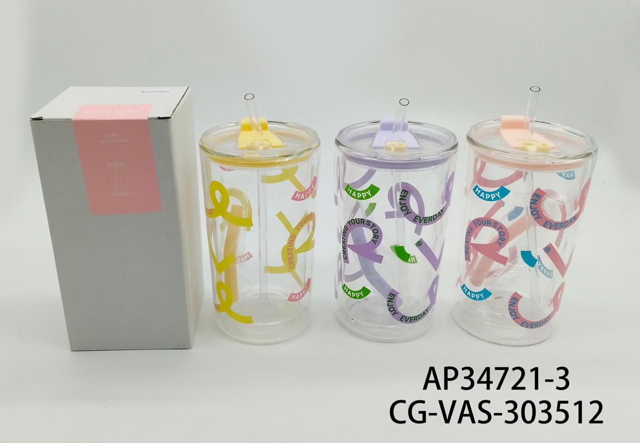 Vaso De Vidrio Con Sorbete 620ml- City Girl