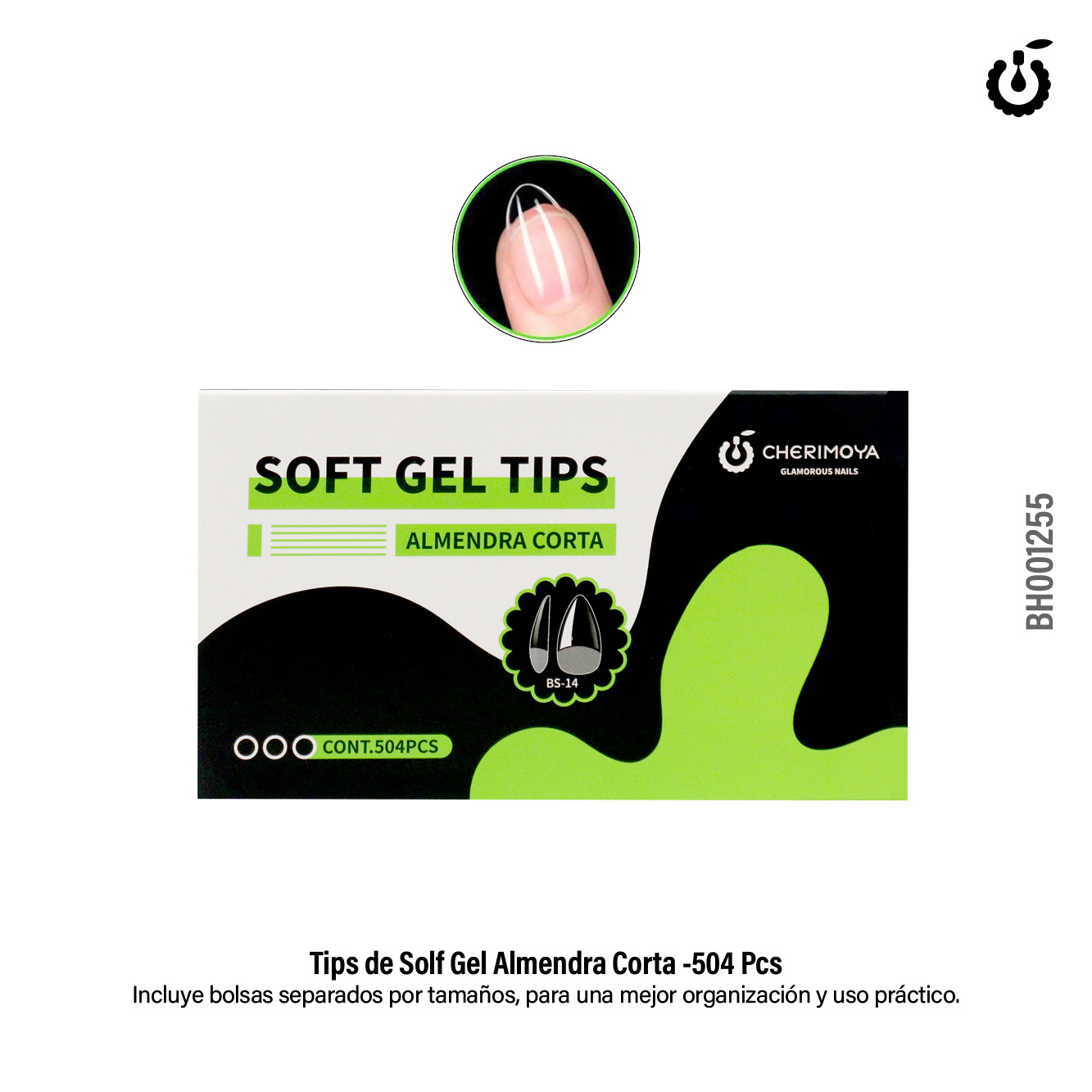 TIPS SOFT GEL ALMENDRA CORTA CHERIMOYA 504 PCS
