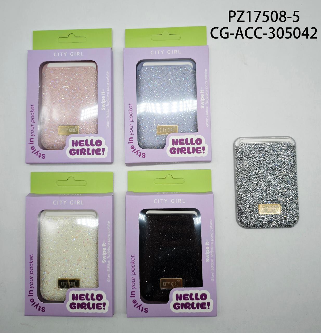 Tarjetero Para Celular Con Brillo- City Girl