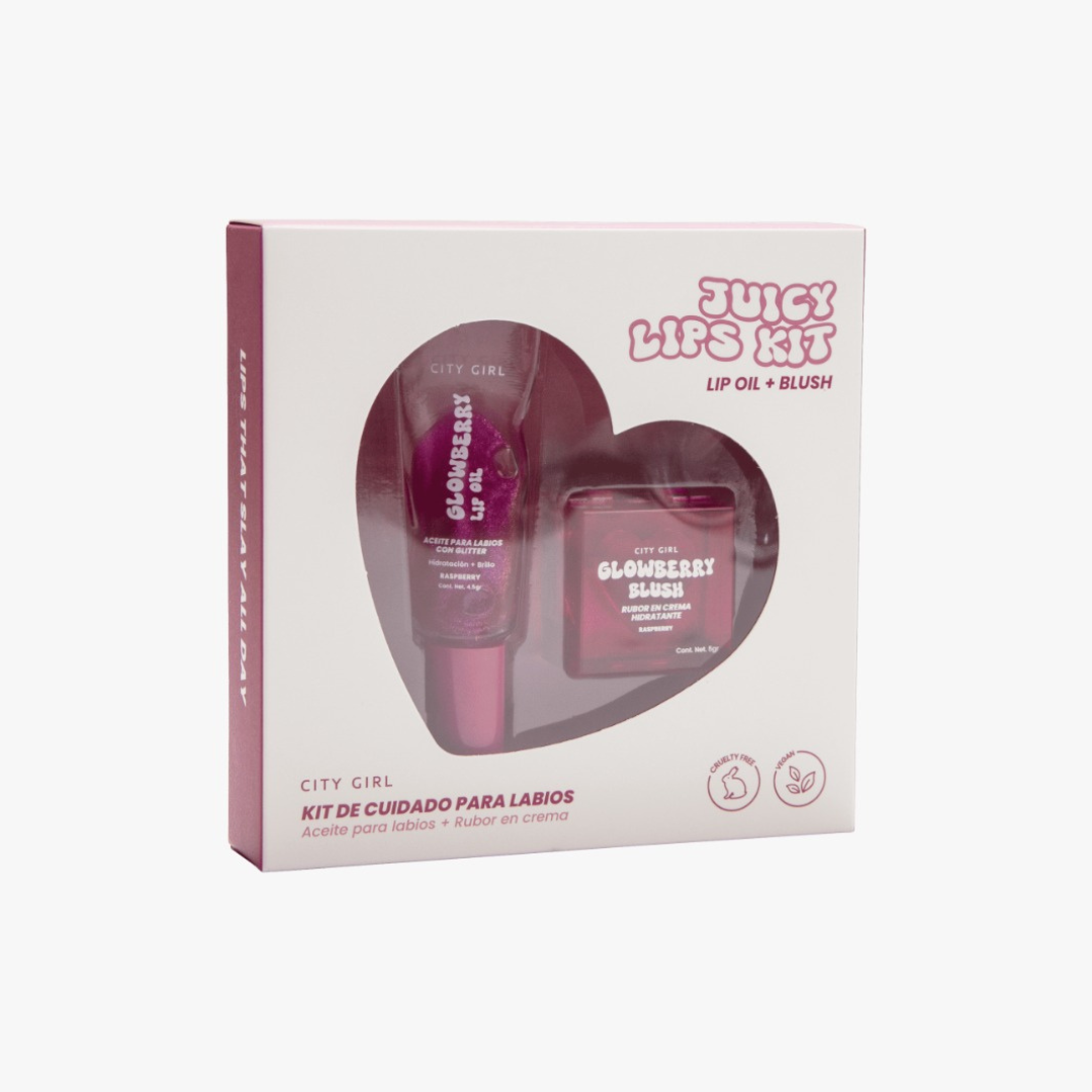 KIT LIP OIL LABIAL LLAVERO + RUBOR EN CREMA - CITY GIRL