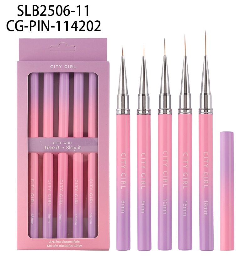 Kit De Pincel Liner 6mm/9mm/12mm/15mm/18mm- City Girl