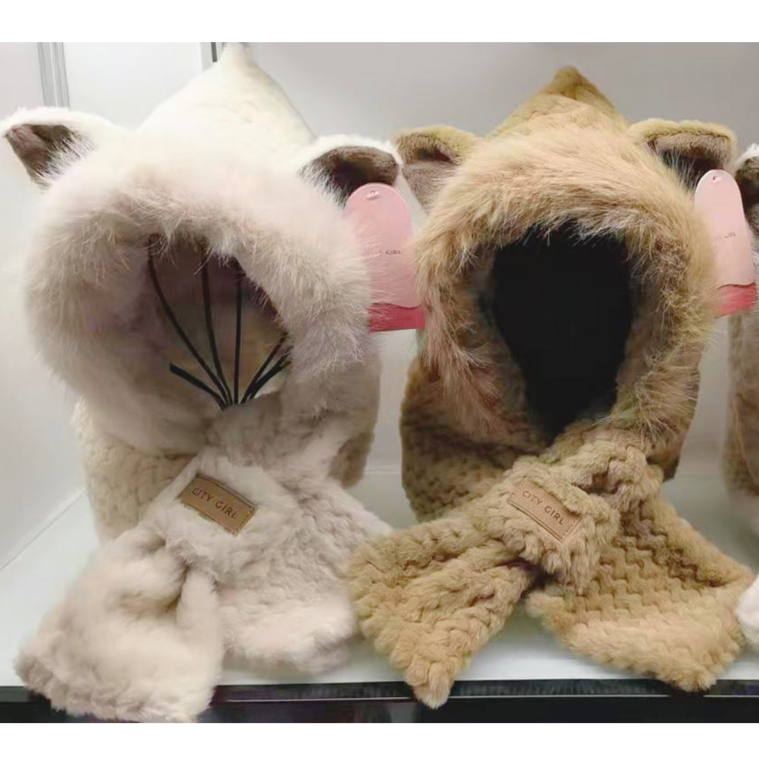 GORRO PELUCHE ZORRITO CAPUCHA + BUFANDA - CITY GIRL