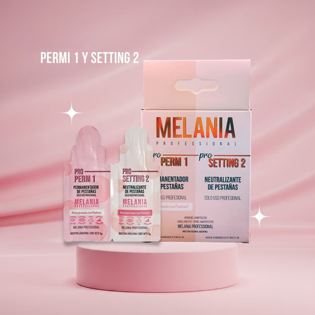 Pro PERM 1 + SETTING 2 Monodosis - LIFTING PARA PESTAÑAS Y CEJAS - MELANIA