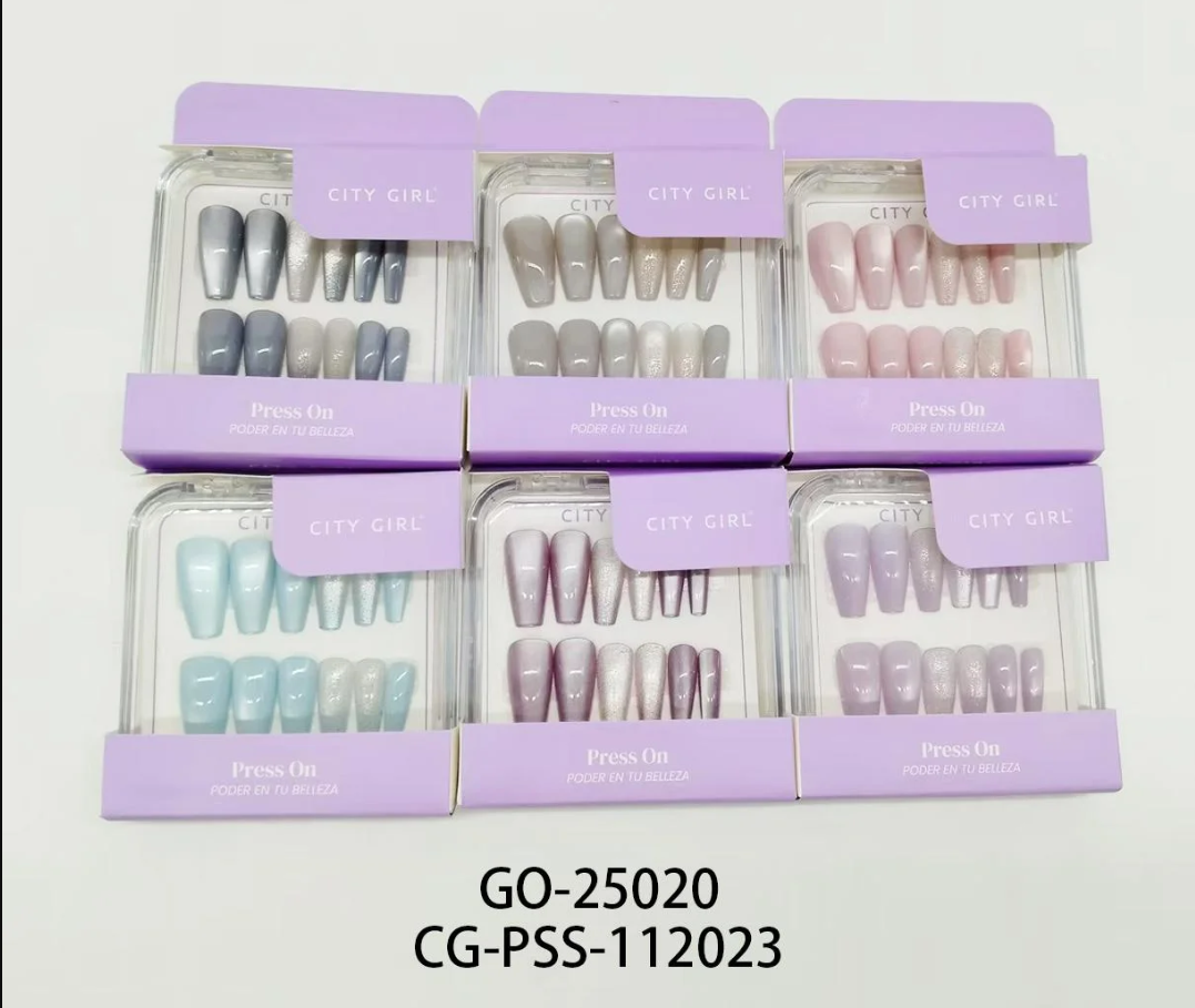 PAQ* x 12U – PRESS ON BALLERINA EFECTO OJO DE GATO – CITY GIRL