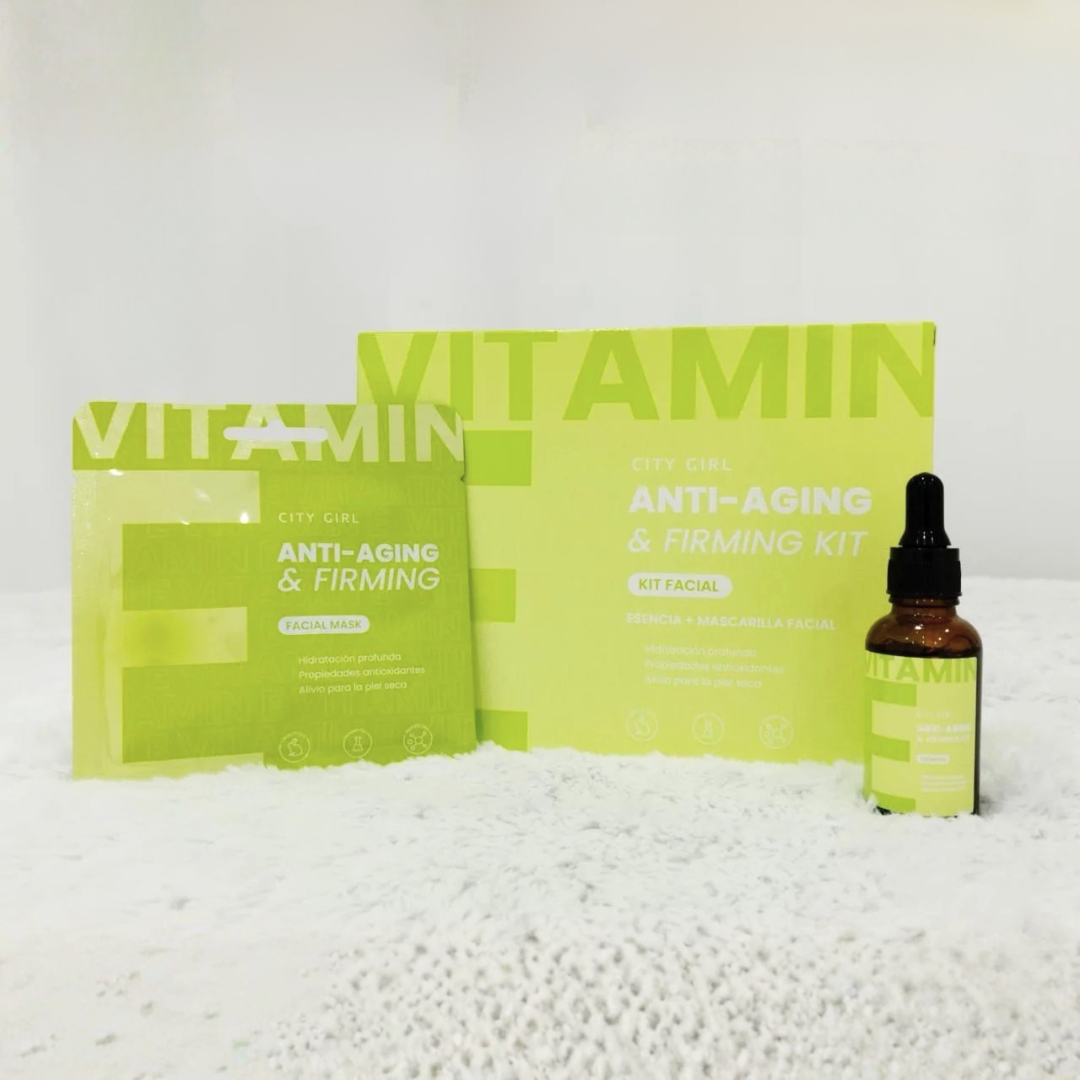 KIT DE 5 MASCARILLAS + SERUM FACIAL ANTI AGING VITAMINA E