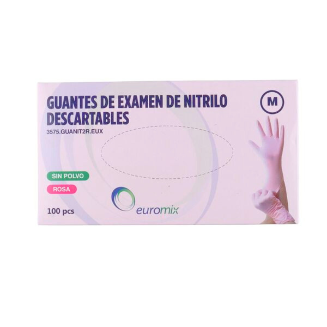 GUANTES NITRILO ROSA EUROMIX