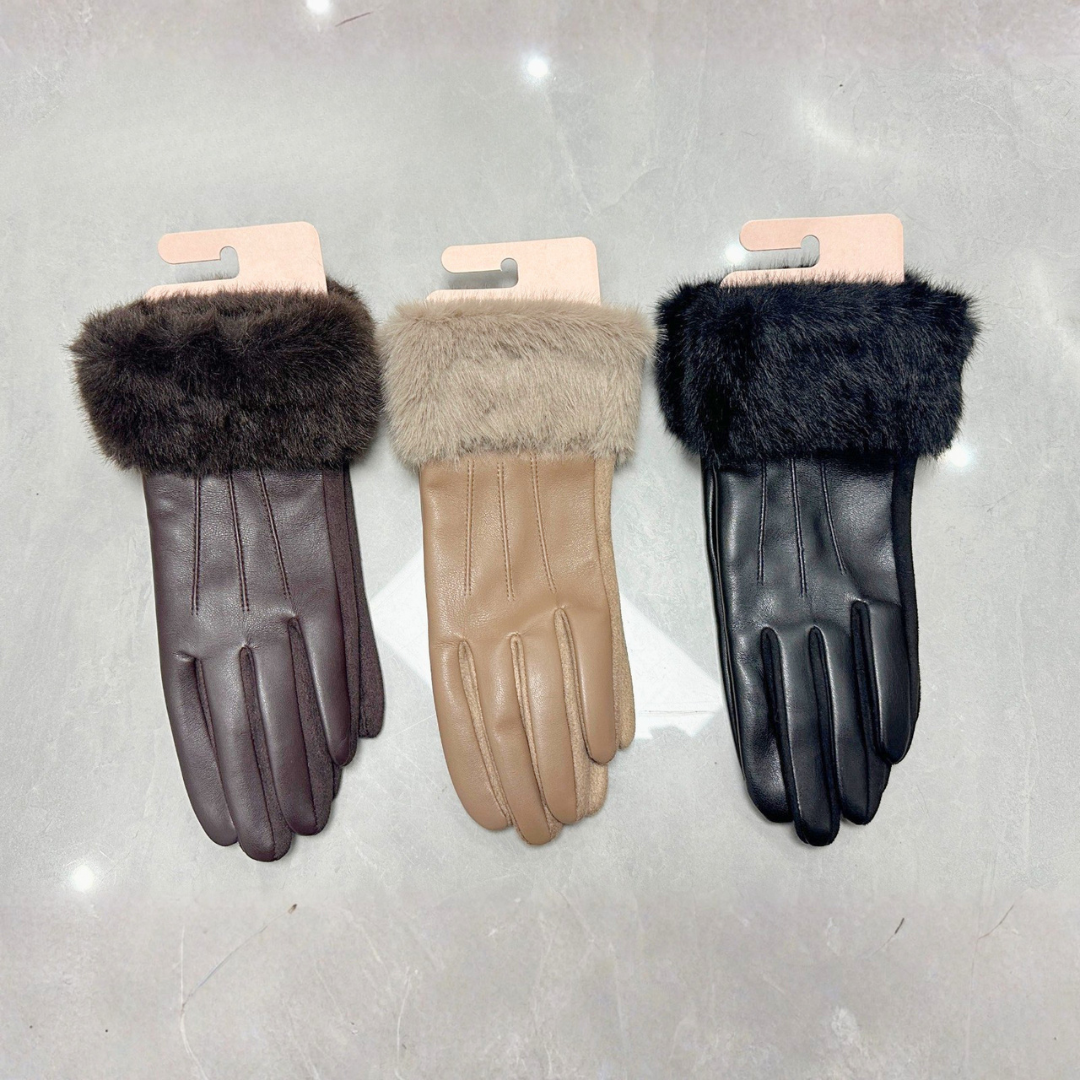 GUANTES DE CUERO ECOLÓGICO CON PELUCHE – CITY GIRL