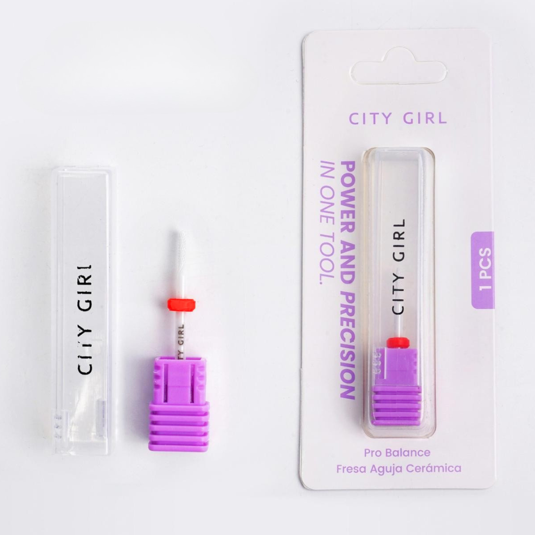 FRESA AGUJA/MICRÓFONO DE CERÁMICA CINTA ROJA - CITY GIRL