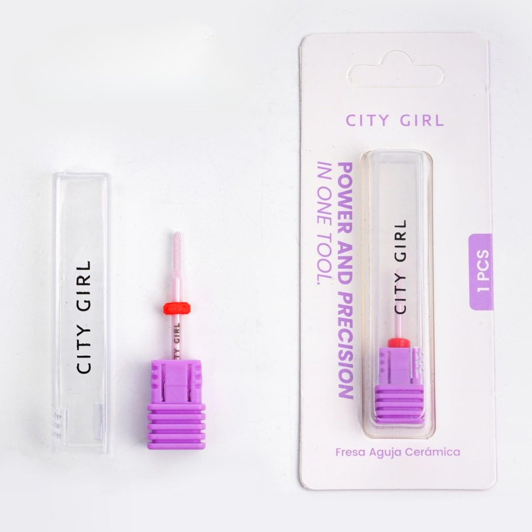 FRESA AGUJA/MICRÓFONO DE CERÁMICA CINTA ROJA - CITY GIRL