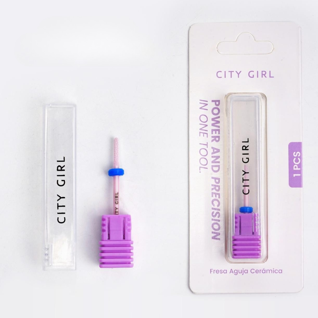 FRESA ROSA AGUJA/MICRÓFONO DE CERÁMICA CINTA AZUL - CITY GIRL