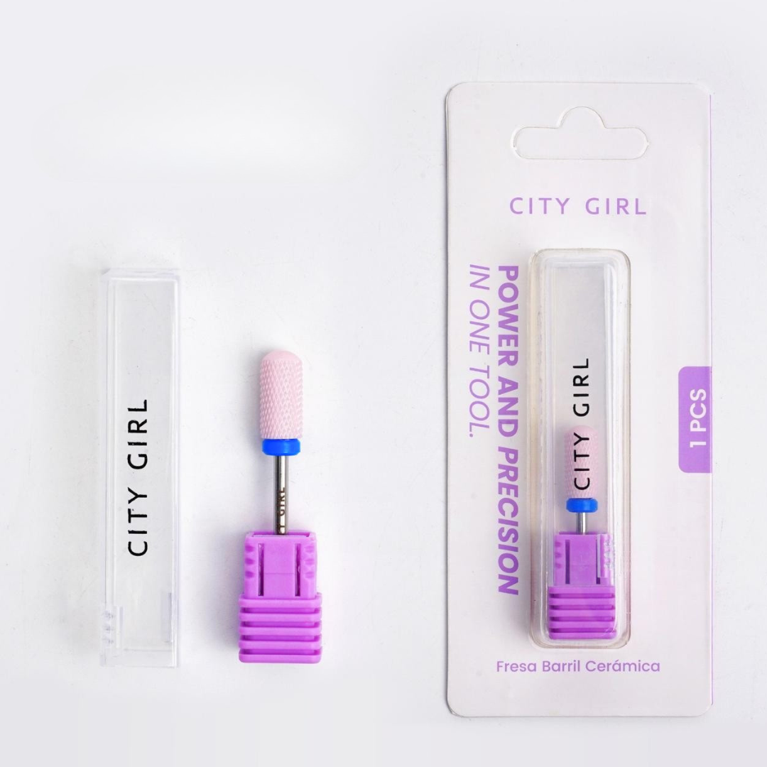 FRESA ROSA BARRIL DE CERÁMICA CINTA AZUL - CITY GIRL