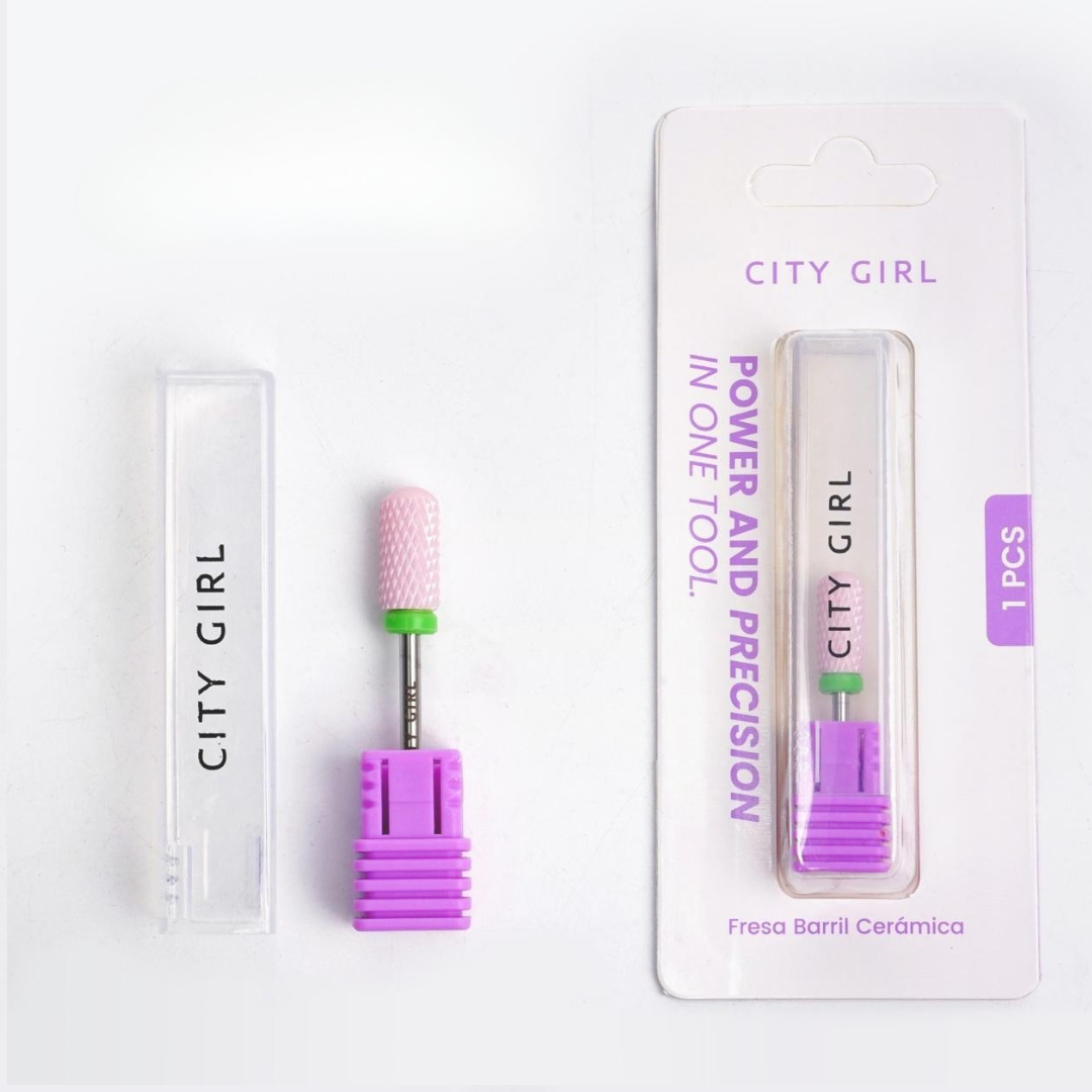 FRESA ROSA BARRIL DE CERÁMICA CINTA VERDE - CITY GIRL