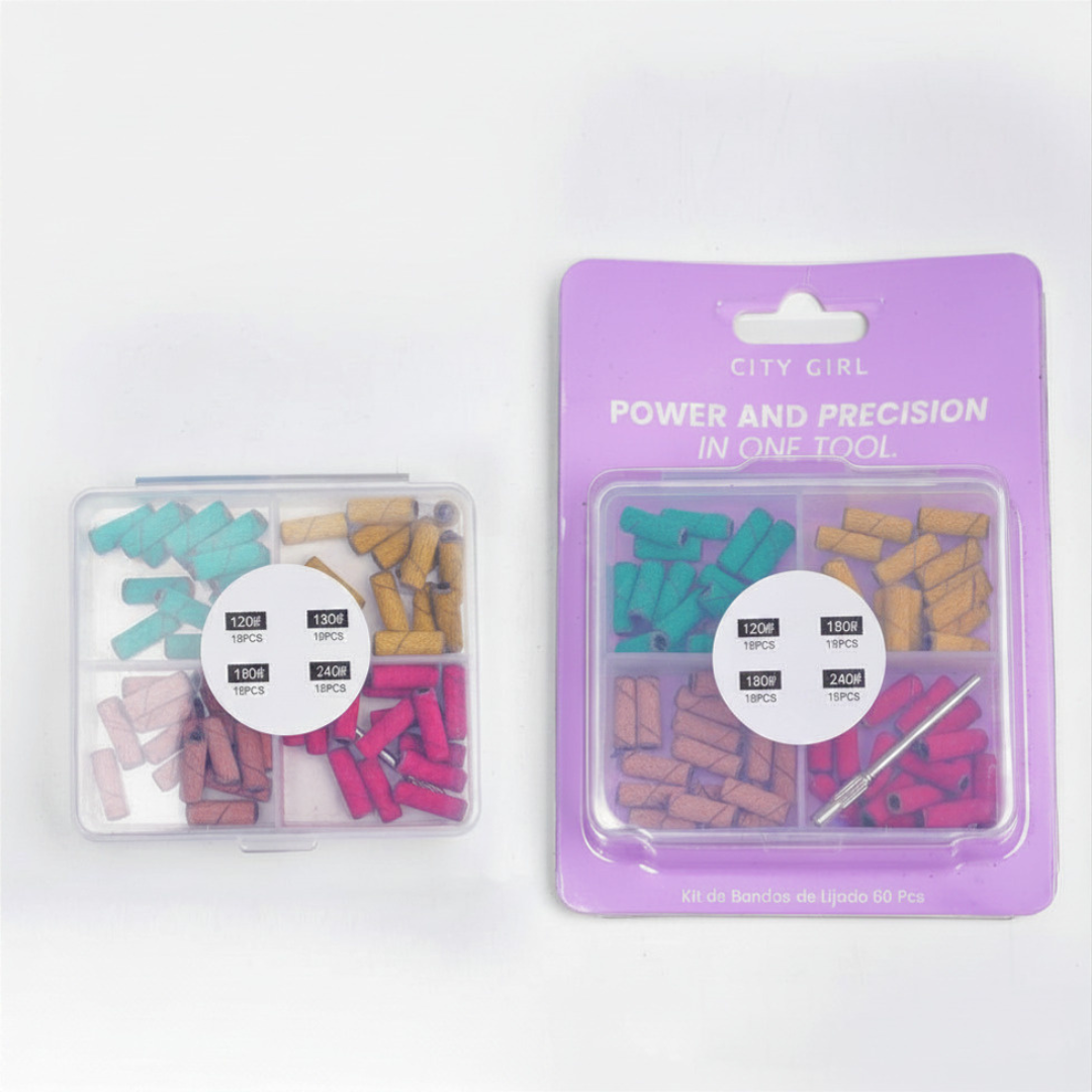 FRESA + LIMAS BARRIL PARA TORNO gramaje #120 #150 #180 #240 – 60PCS – CITY GIRL