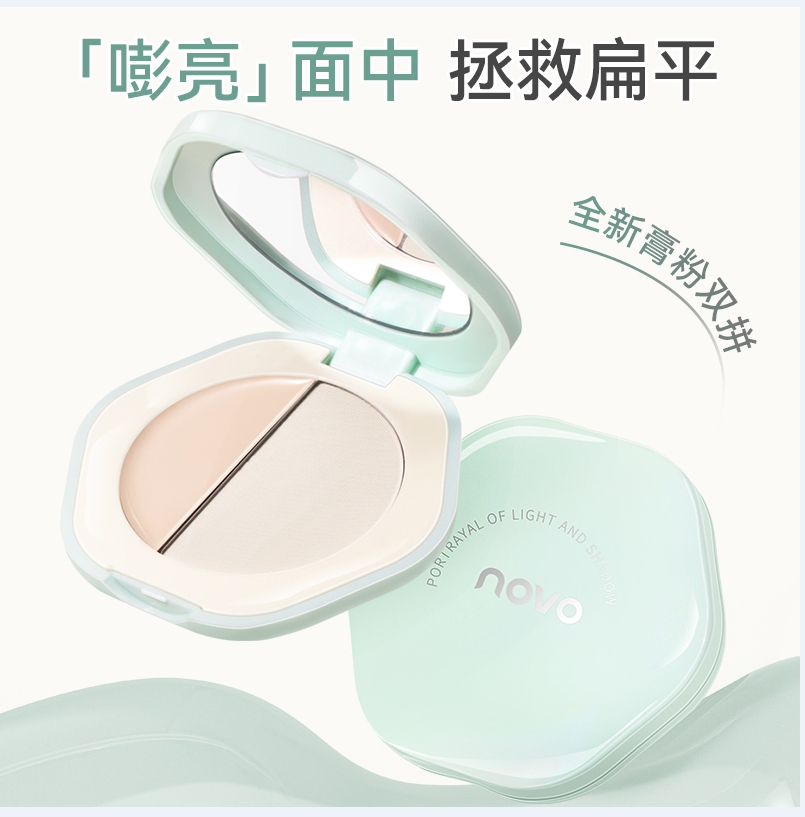 PALETA DE CORRECTOR EN CREMA + ILUMINADOR EN POLVO - NOVO