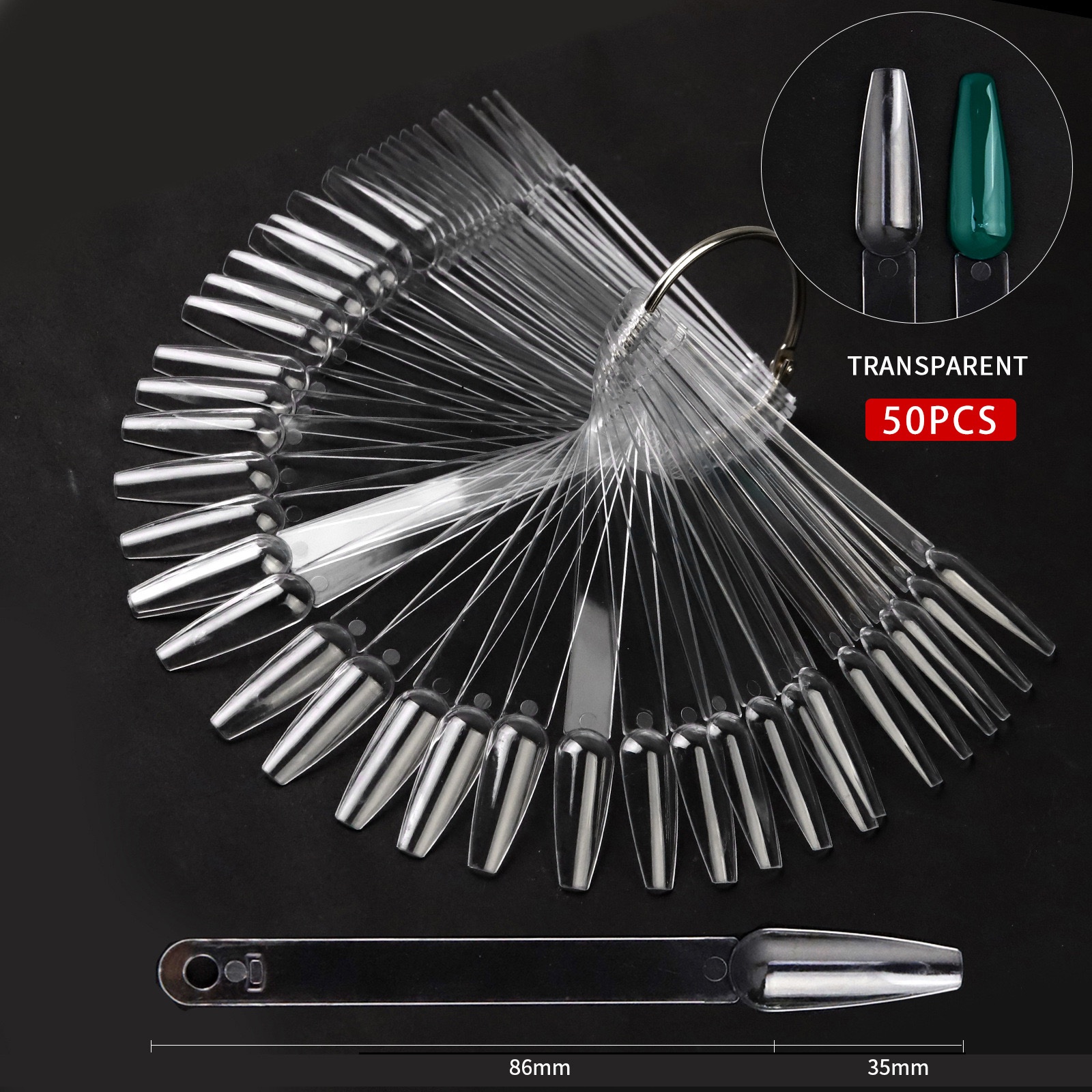 Muestrario Unas x50pcs Coffin Transparente