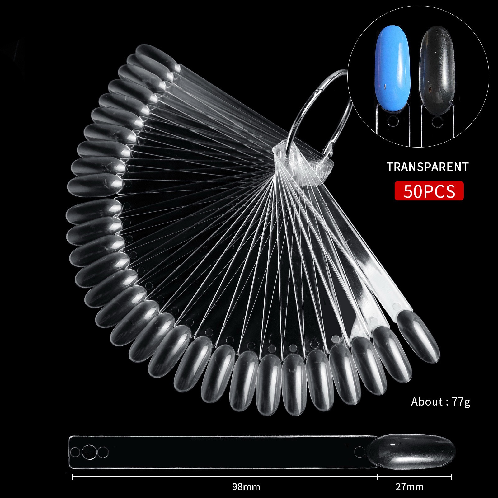 Muestrario Unas x50pcs Ovaladas Transparentes
