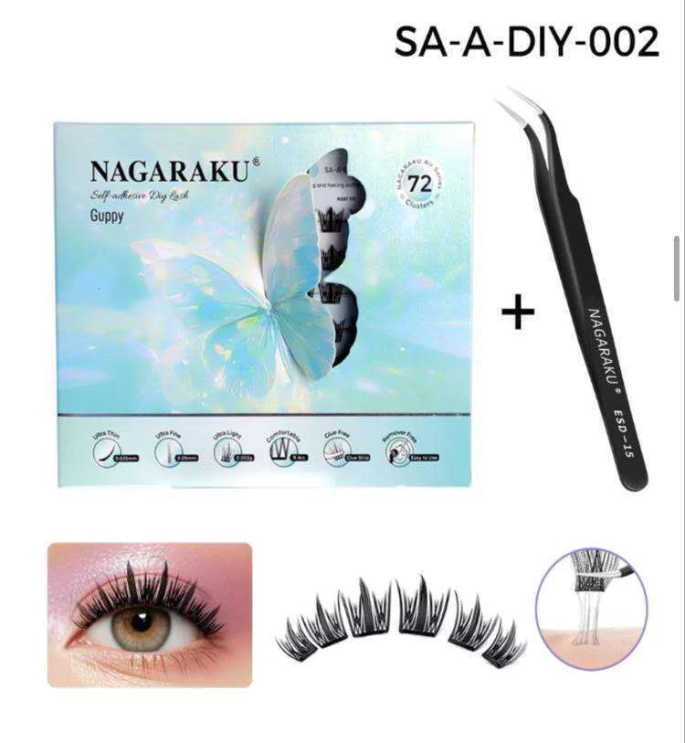 KIT PESTAÑAS AUTOADHESIVAS+ PINZA NAGARAKU