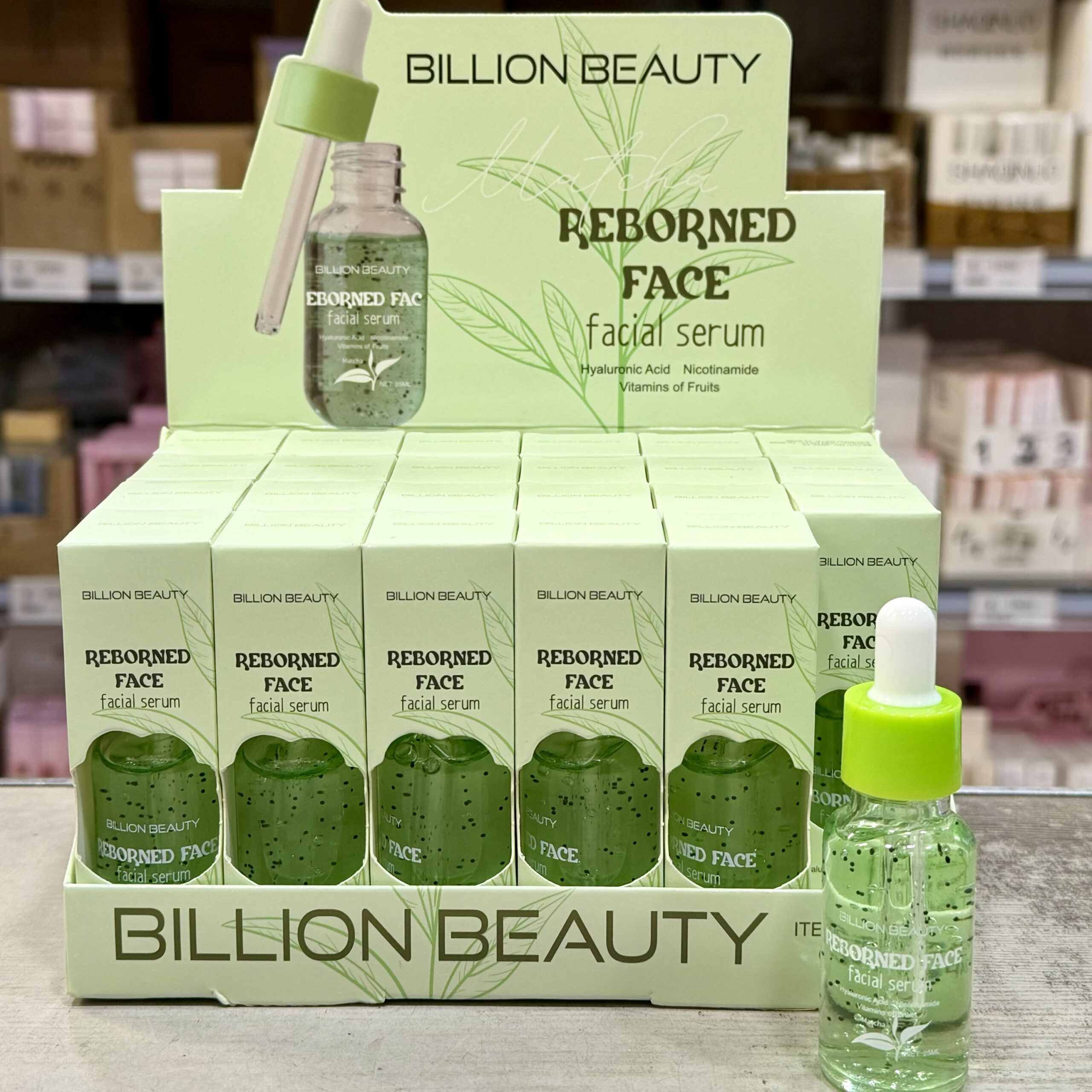 Serum Facial Matcha Con Acido Hialuronico y Niacinamida- Billion Beauty