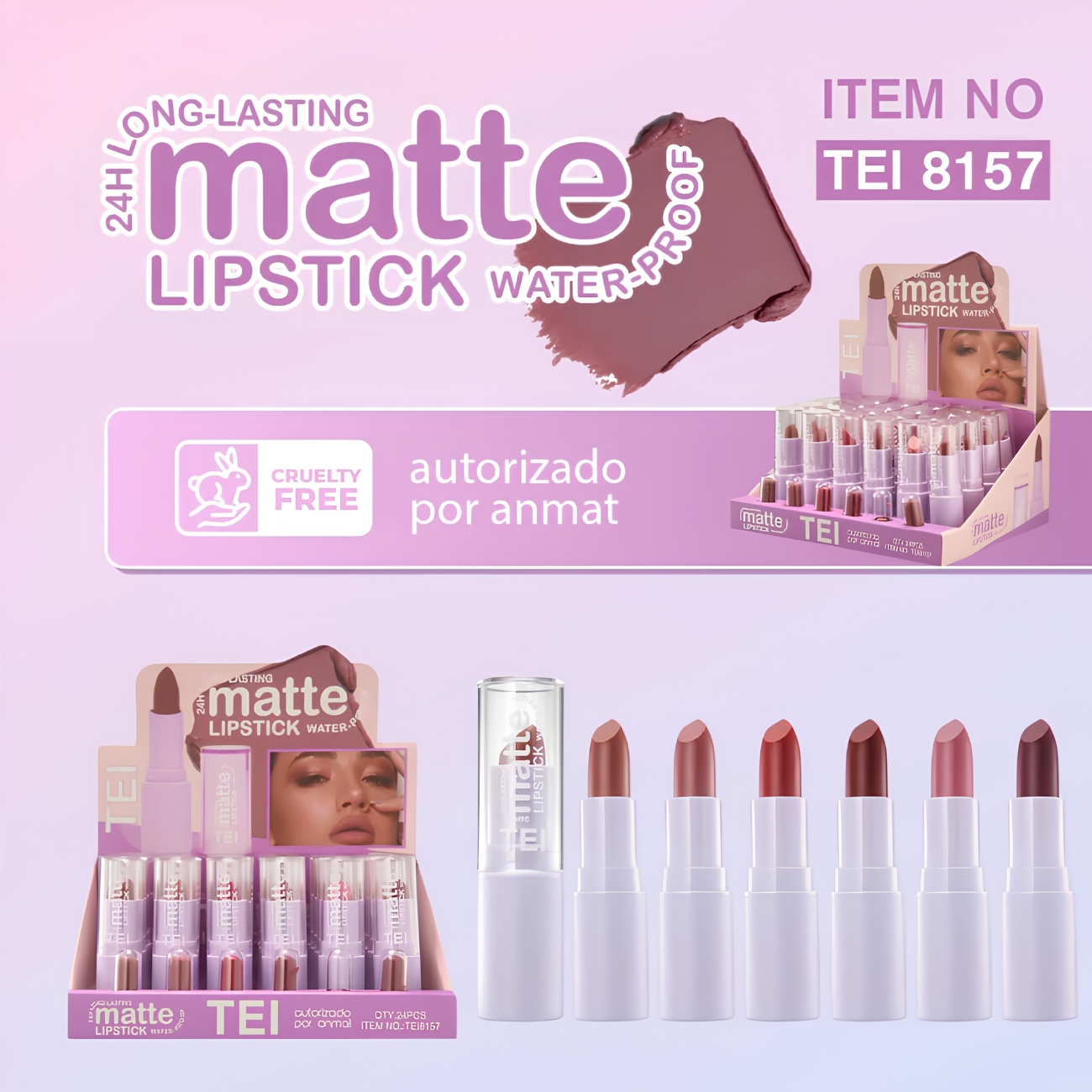 LABIAL EN BARRA MATTE *6PCS