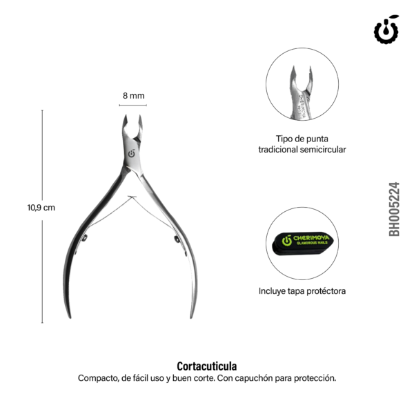 ALICATE PARA CUTICULAS PLATEADA 5MM CHERIMOYA