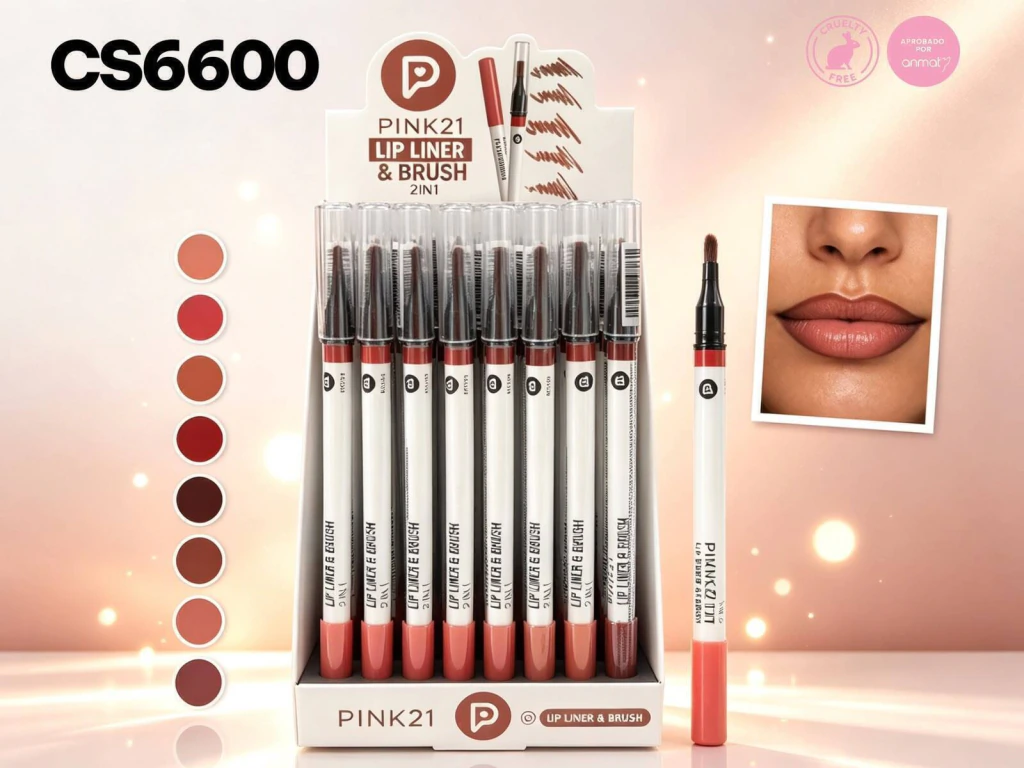 LIP LINER + BROCHA PARA  DIFUMINAR SURTIDO PINK 21
