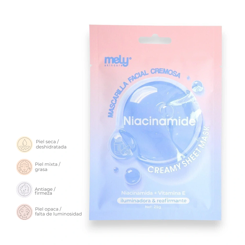 Mascarilla Facial Niacinamida+ Vitamina E- Mely