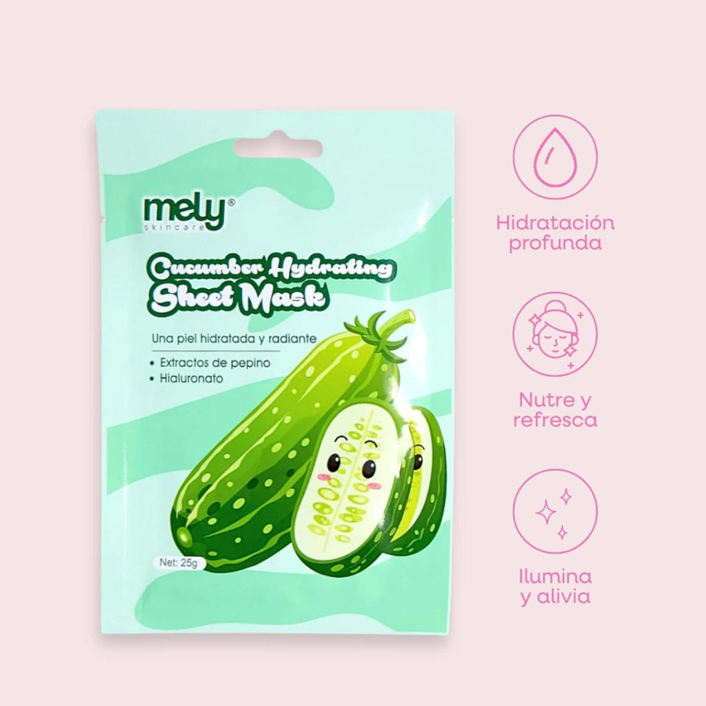 Mascarilla Facial Con Extracto De Pepino E Hialuronato- Mely