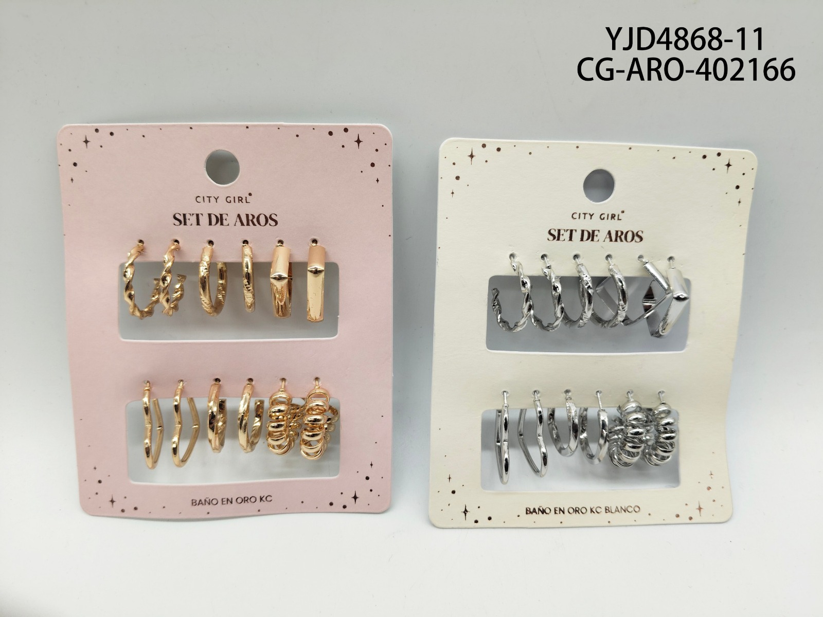 Set De Aros Banado En Oro KC- City Girl