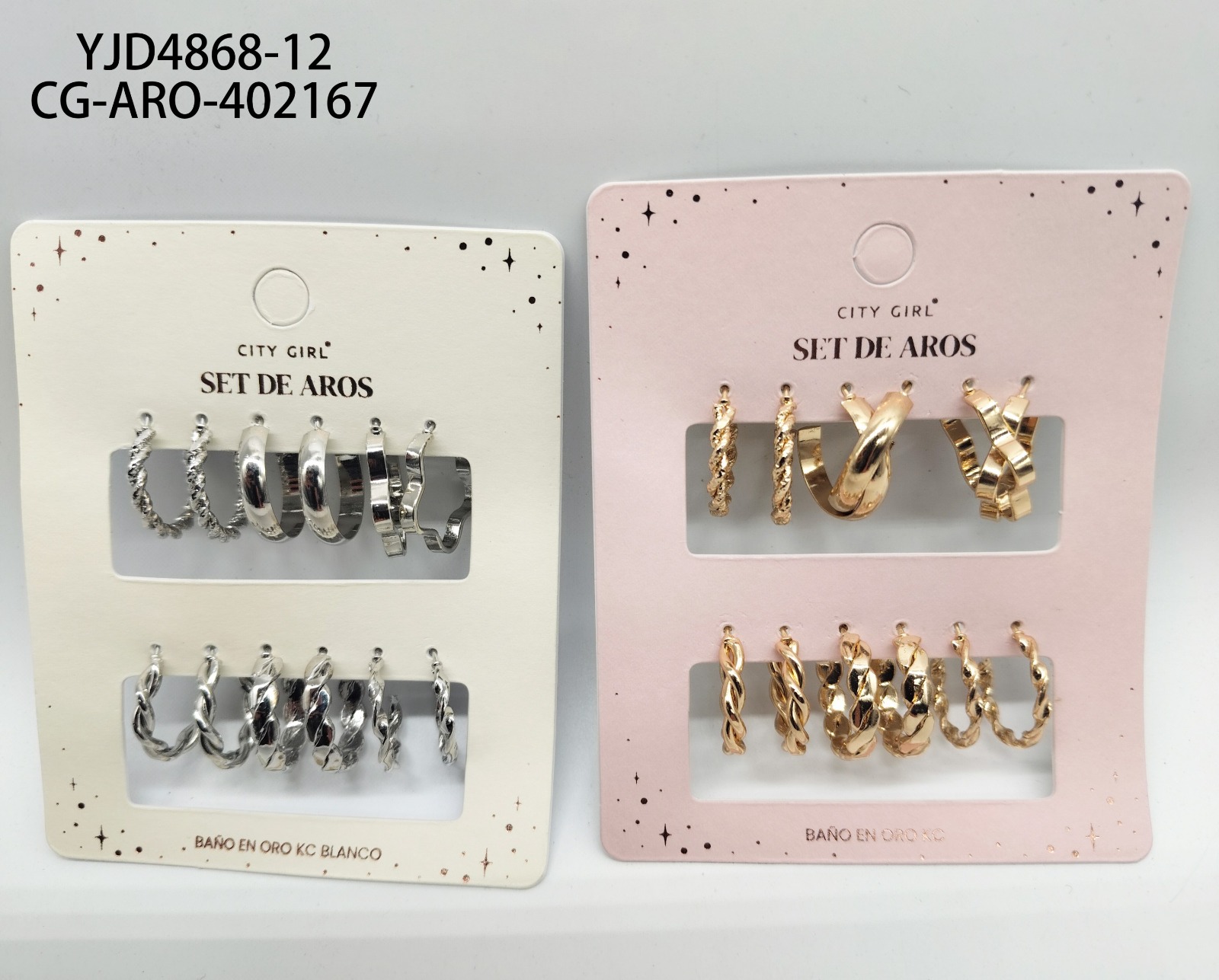 Set De Aros Fantasia Banado En Oro KC- City Girl