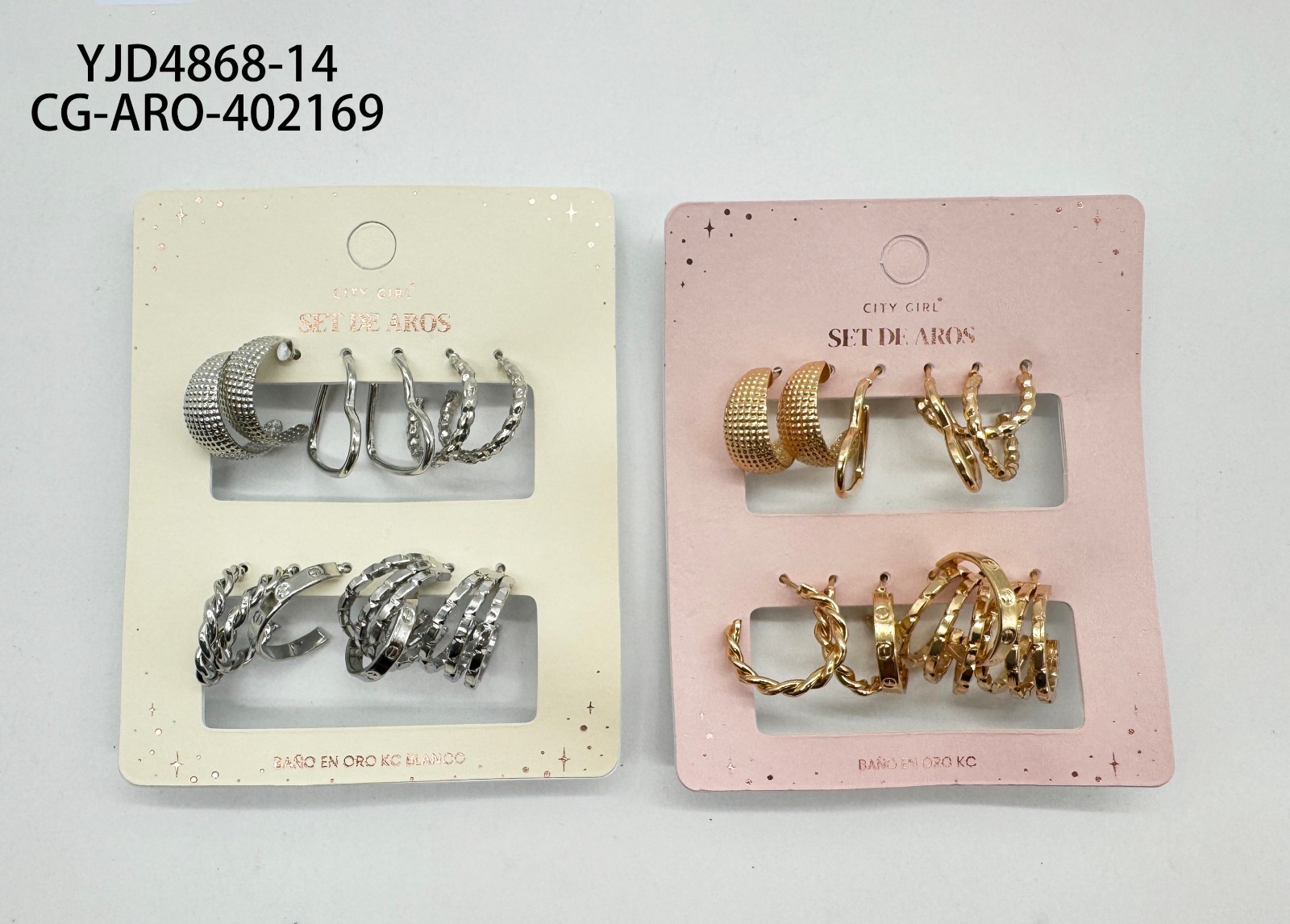 Set De Aros Fantasia Banado En Oro KC- City Girl