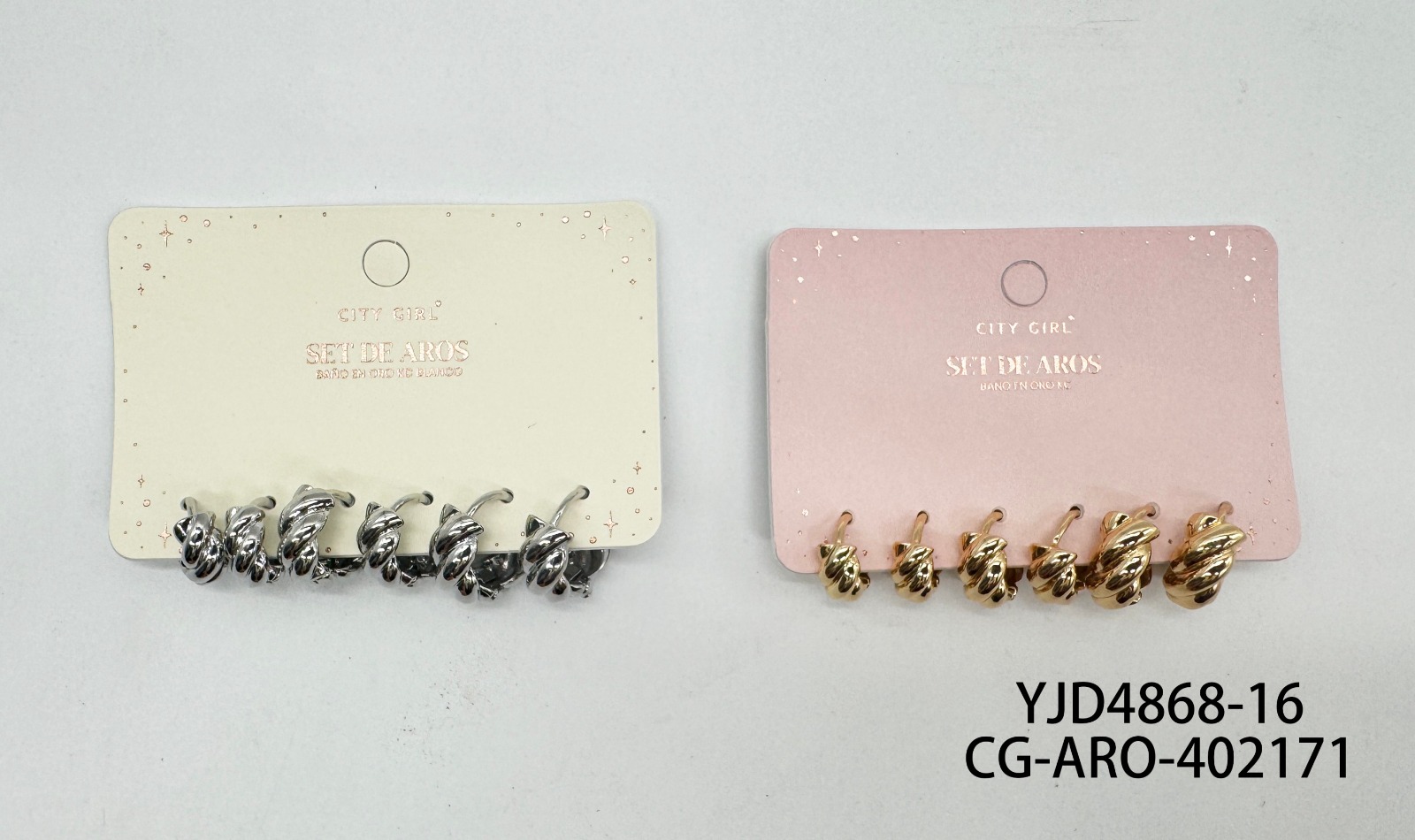 Set De Aros Cobre Banado En Oro KC- City Girl