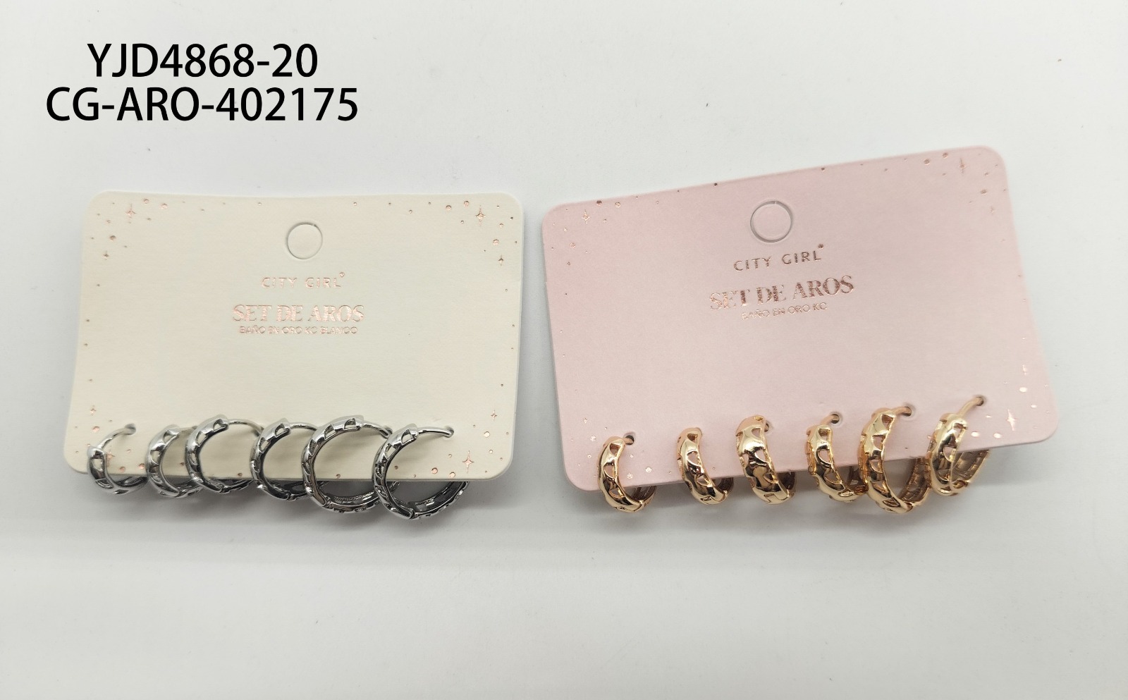 Set De Aros Cobre Banado En Oro KC- City Girl