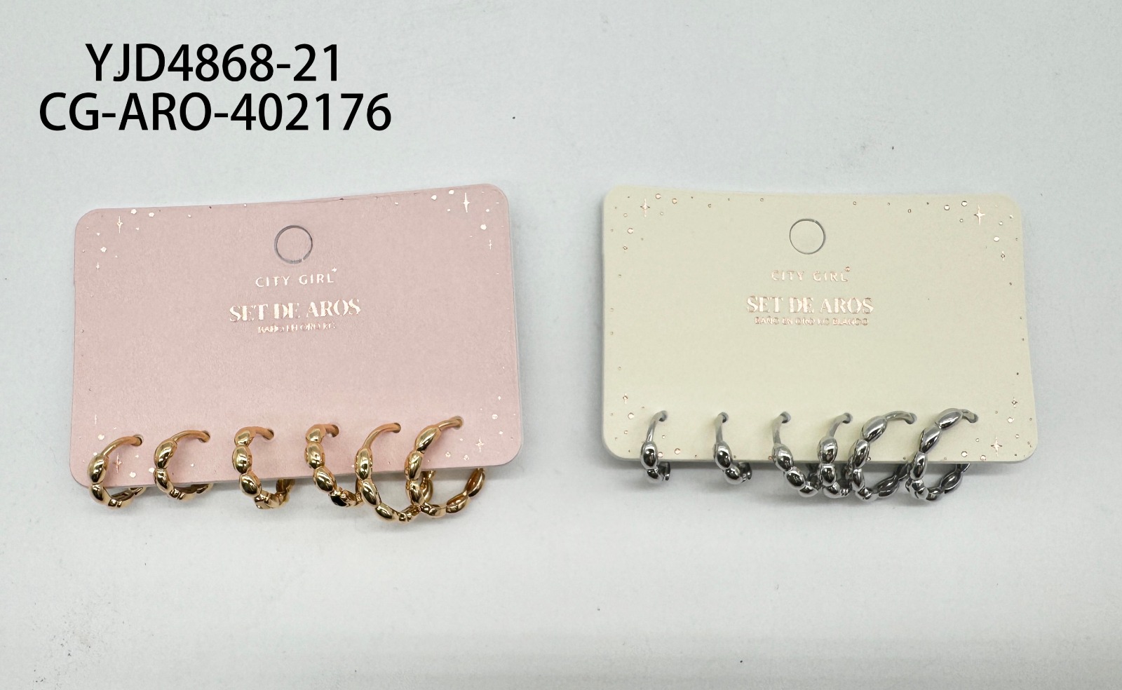 Set De Aros Cobre Banado En Oro KC- City Girl