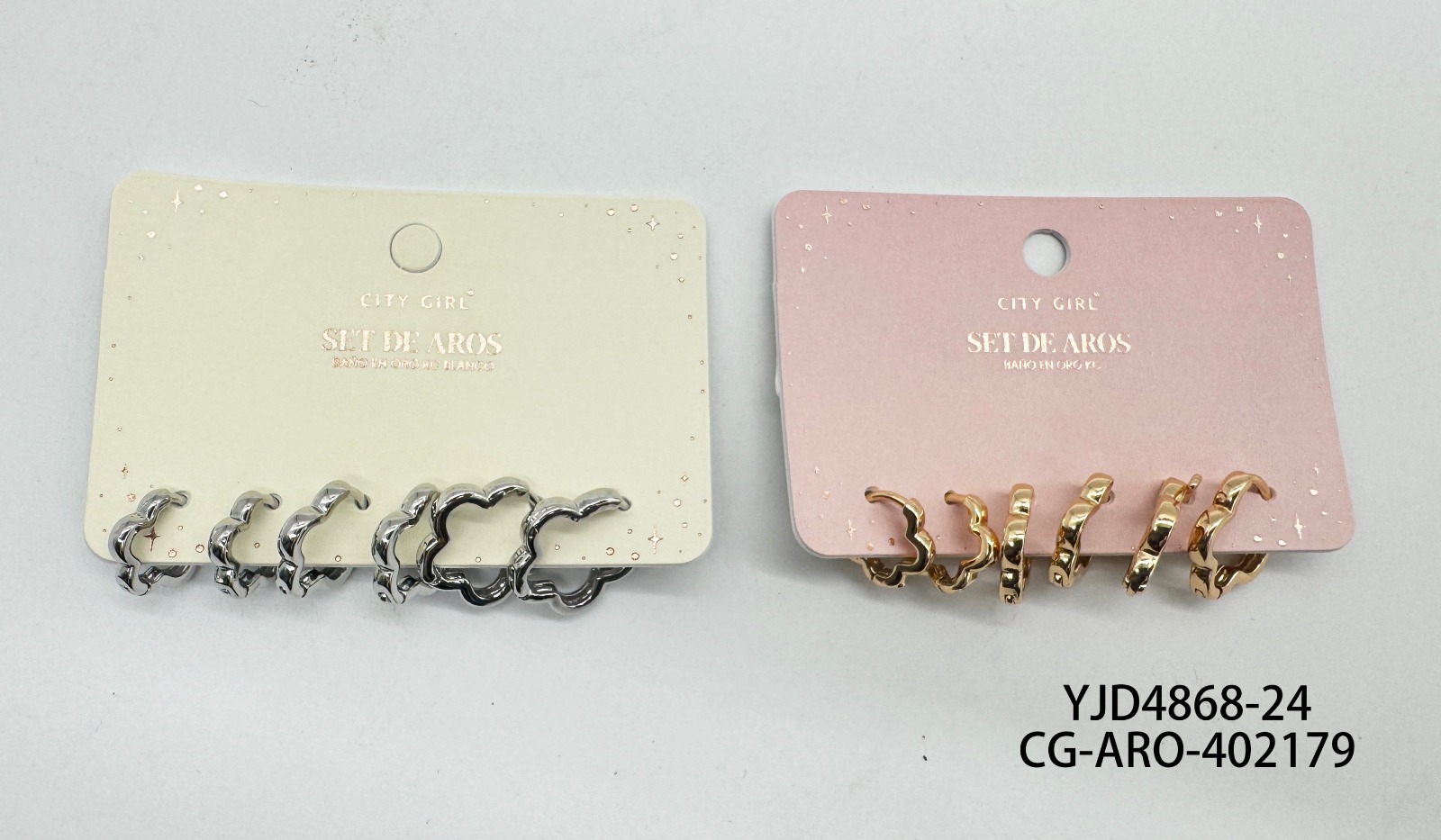 Set De Aros Cobre Banado En Oro KC- City Girl