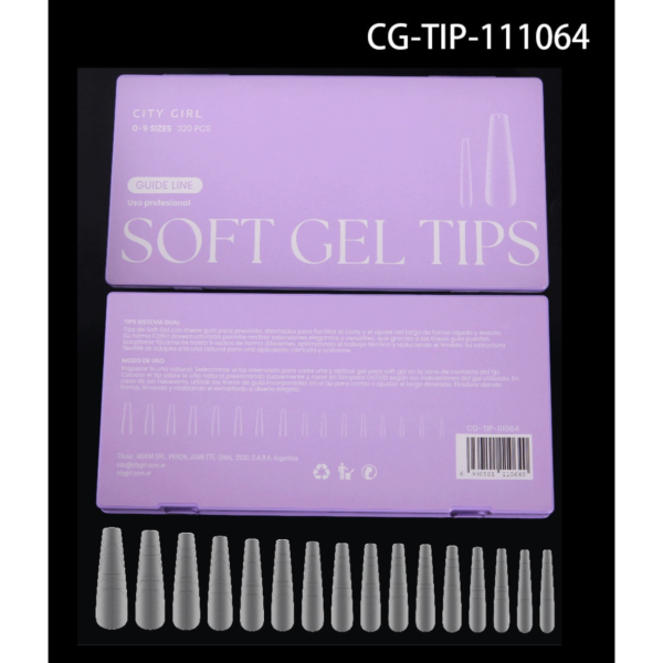 SOFT GEL TIPS GUIDE LINE CITY GIRL – 320PCS