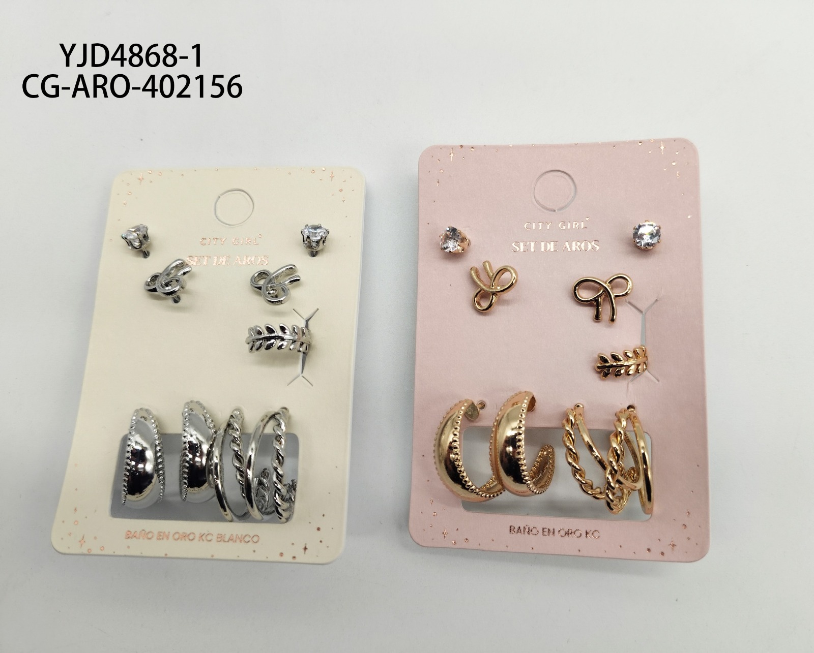 Set De Aros De Fantasia Banado En Oro KC- City Girl
